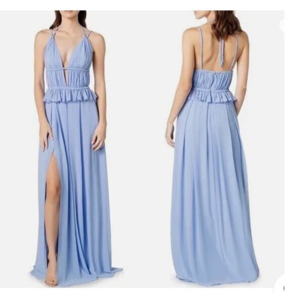 NWT Dress the Population Athena Plunge Cut Out Blue Maxi Dress Gown Size XXL - Picture 2 of 12